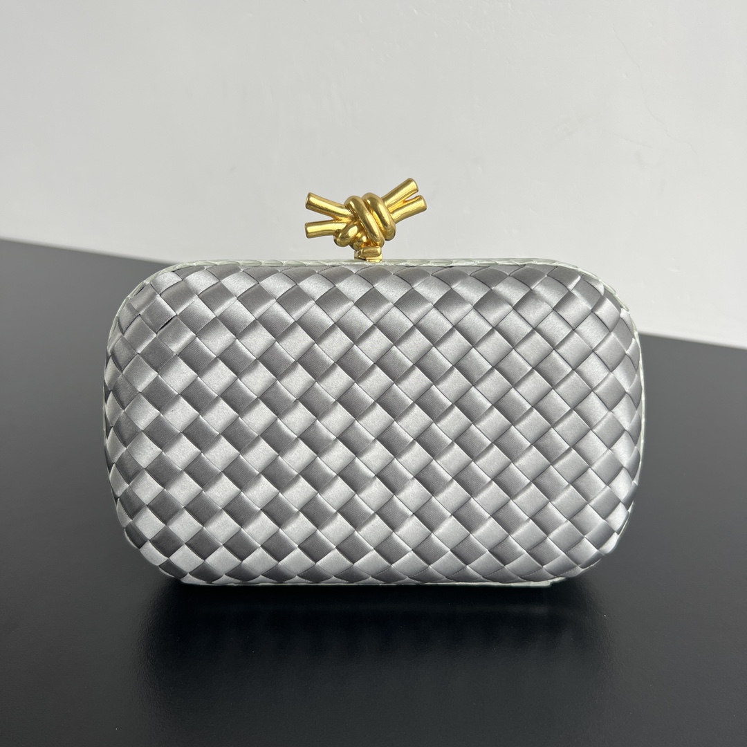 Bottega Veneta Knot Intrecciato Evening Bag Snakeskin Trim Knot Clasp