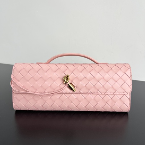 Bottega Veneta Pink Clutch Longuette: Intrecciato Nappa Leather, Gold Knot 1 Bottega Veneta Pink Clutch Longuette: Intrecciato Nappa Leather, Gold Knot