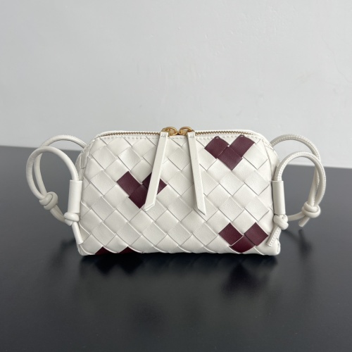 Bottega Veneta White & Burgundy Intrecciato Leather Concert Pouch 1 Bottega Veneta White & Burgundy Intrecciato Leather Concert Pouch