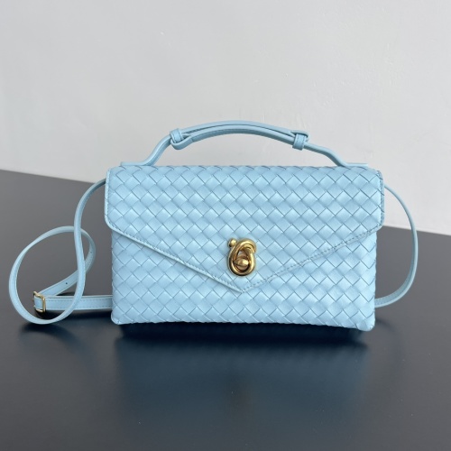 Bottega Veneta Knot Lock Crossbody Bag Light Blue Intrecciato Leather 1 Bottega Veneta Knot Lock Crossbody Bag Light Blue Intrecciato Leather