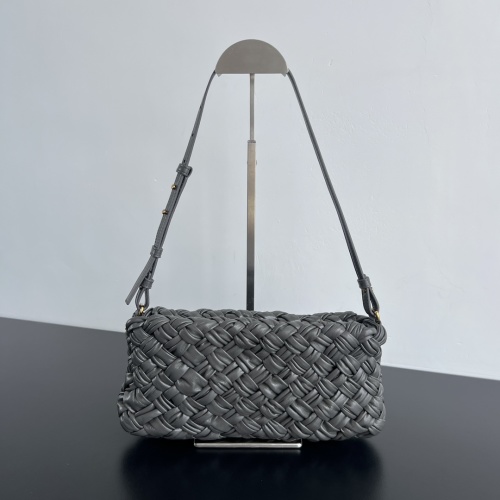 Bottega Veneta Gray Leather Intreccio Weave Cha-Cha Shoulder Bag 1 Bottega Veneta Gray Leather Intreccio Weave Cha-Cha Shoulder Bag