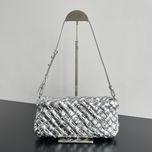 Bottega Veneta Silver Metallic Intrecciato Woven Cha-Cha Shoulder Bag 1 Bottega Veneta Silver Metallic Intrecciato Woven Cha-Cha Shoulder Bag