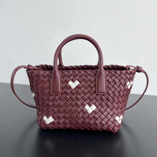 Bottega Veneta Mini Cabat Valentine's Edition Bag in Burgundy and White Leather 1 Bottega Veneta Mini Cabat Valentine's Edition Bag in Burgundy and White Leather