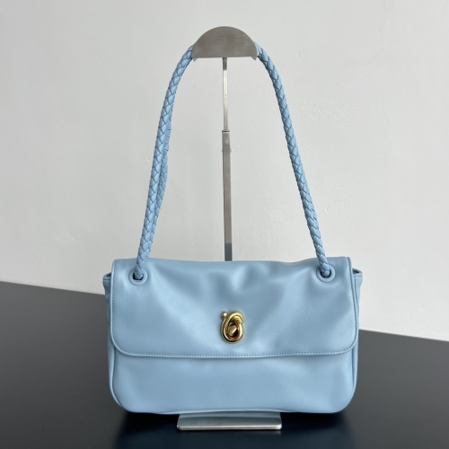 BV Madison Shoulder Bag: Smooth Leather, Lightweight, Luxurious Charm - Blue 1 BV Madison Shoulder Bag: Smooth Leather, Lightweight, Luxurious Charm - Blue
