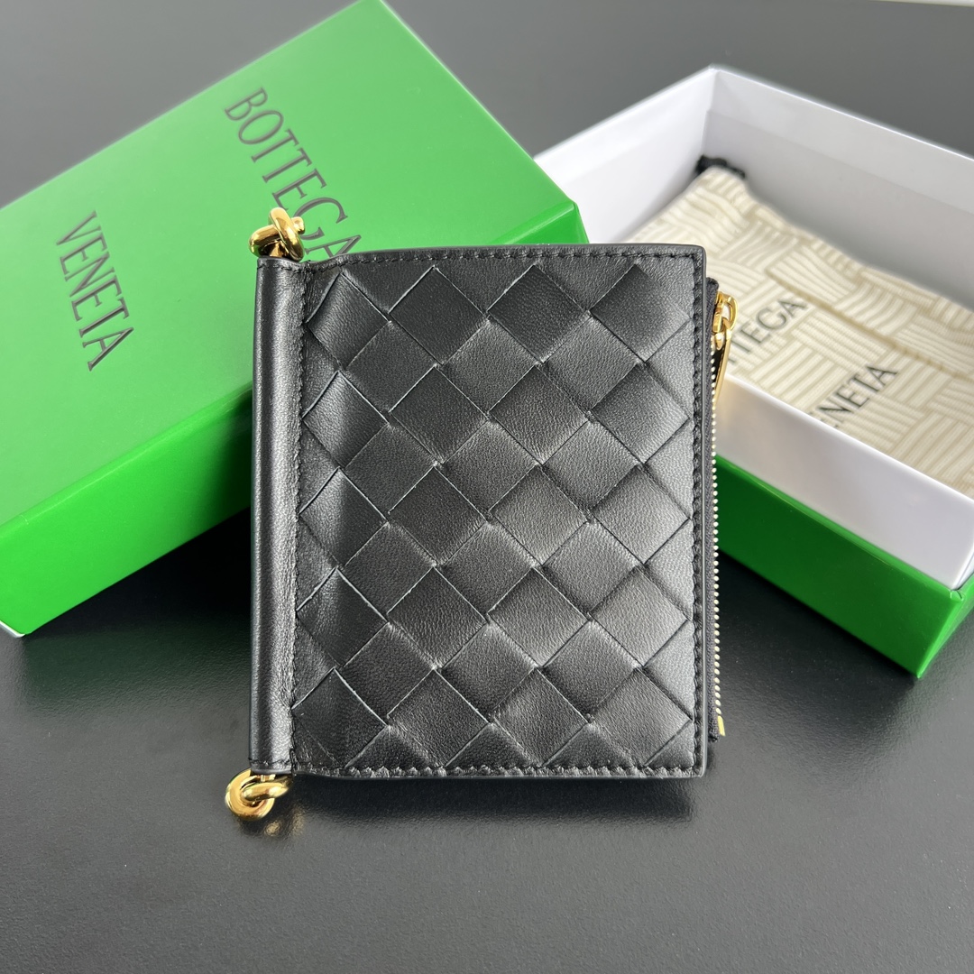 Bottega Veneta Solstice Woven Leather Wallet with Metal Accent - Compact