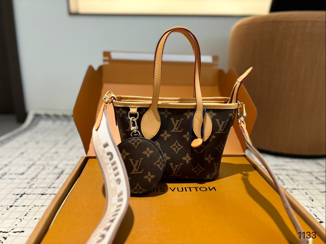 לואי ויטון LV Neverfull תיקים תיקי יד תיקי טוט ורוד אופנה מיני