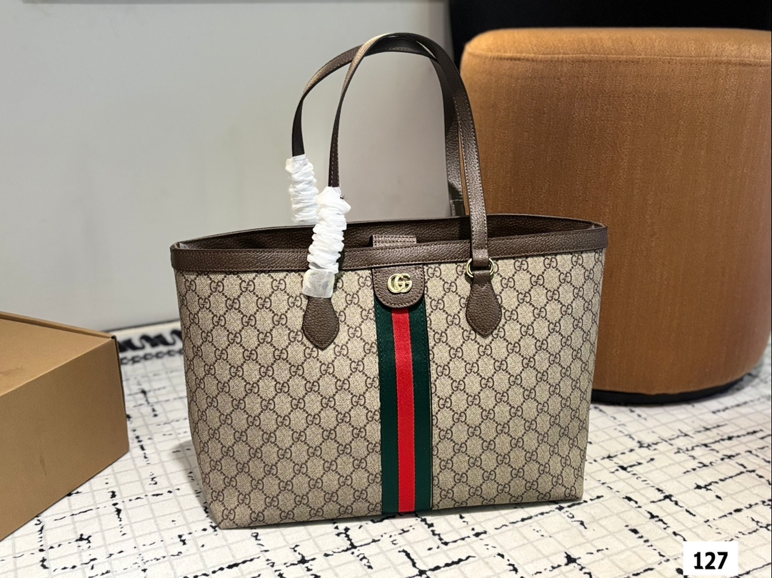 Gucci Tote Bag with Signature Pattern, Stylish Shopping Bag for Women