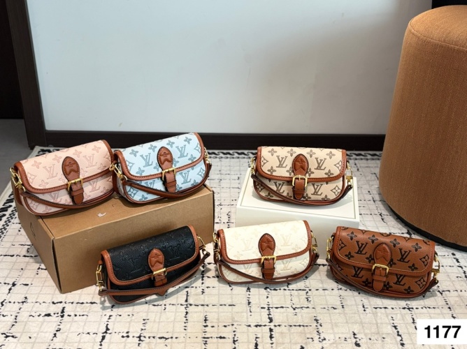 L Diane Monogram Coated Canvas Baguette, Crossbody with Double Straps 1 L Diane Monogram Coated Canvas Baguette, Crossbody with Double Straps