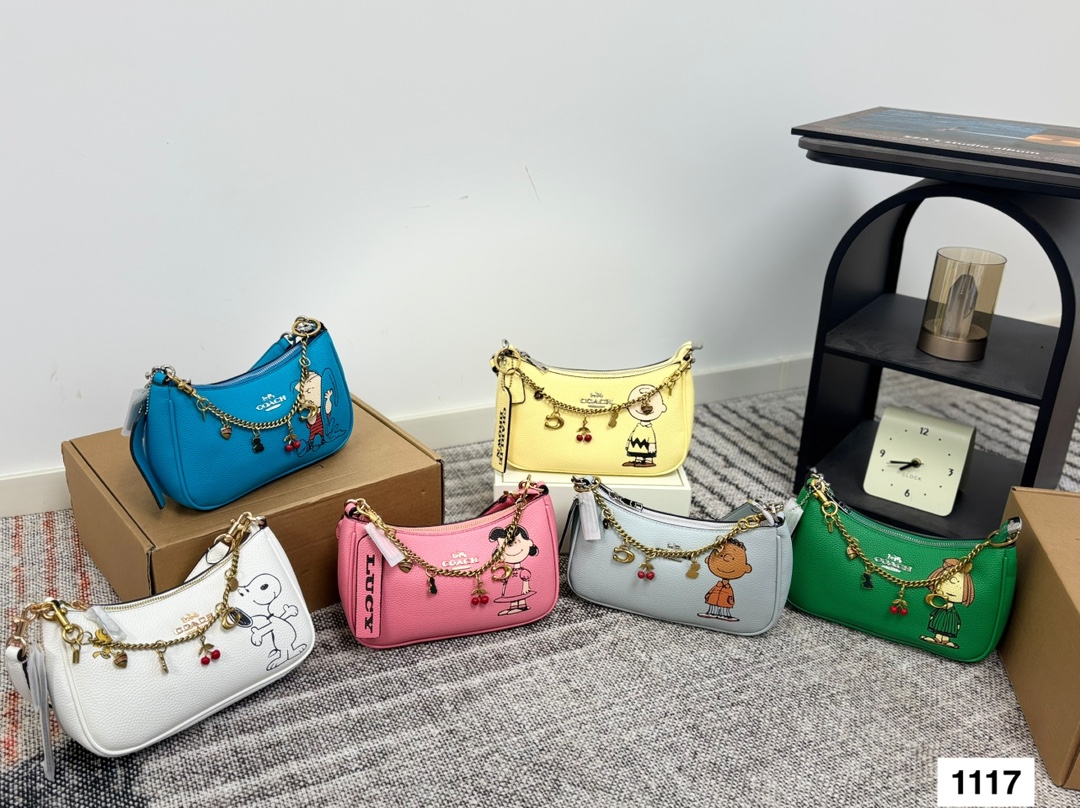 Coach Vintage Series Shoulder Bag with Cartoon Print, Multiple Colors
