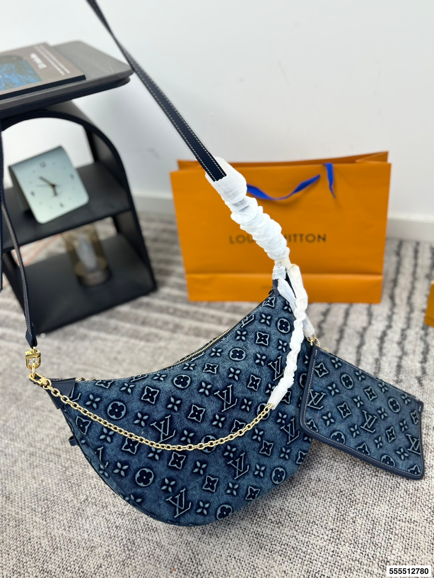 P285 | Size 37×24 Folding Box | Lv Big Crescent Denim Pea Bag | Unexpectedly Versatile | Exquisite, A Must-have For Everyday Outings And Jimei
