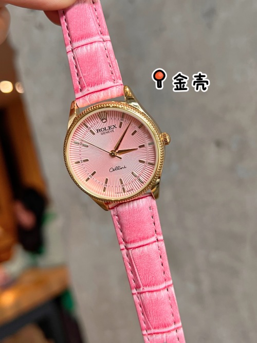 Rolex Cellini Women's Pink Leather Strap Watch - Elegant and Timeless Design 1 Rolex Cellini Women's Pink Leather Strap Watch - Elegant and Timeless Design