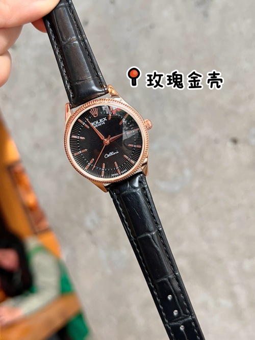 Rolex Cellini Women's Watch, Black Leather Strap, Rose Gold Case, 34mm 1 Rolex Cellini Women's Watch, Black Leather Strap, Rose Gold Case, 34mm