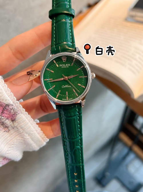 Rolex Cellini Green Leather Women's Watch, Exquisite Design, Elegant Charm 1 Rolex Cellini Green Leather Women's Watch, Exquisite Design, Elegant Charm