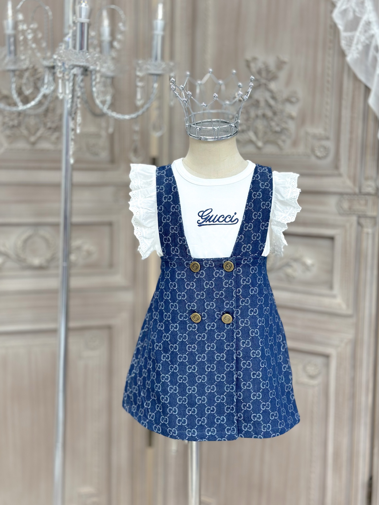 ❤️Sin mínimo ② @168 conjunto de dos piezas de alta gama para niños, nuevo de verano 2025, conjunto de peto Gucci: camis…