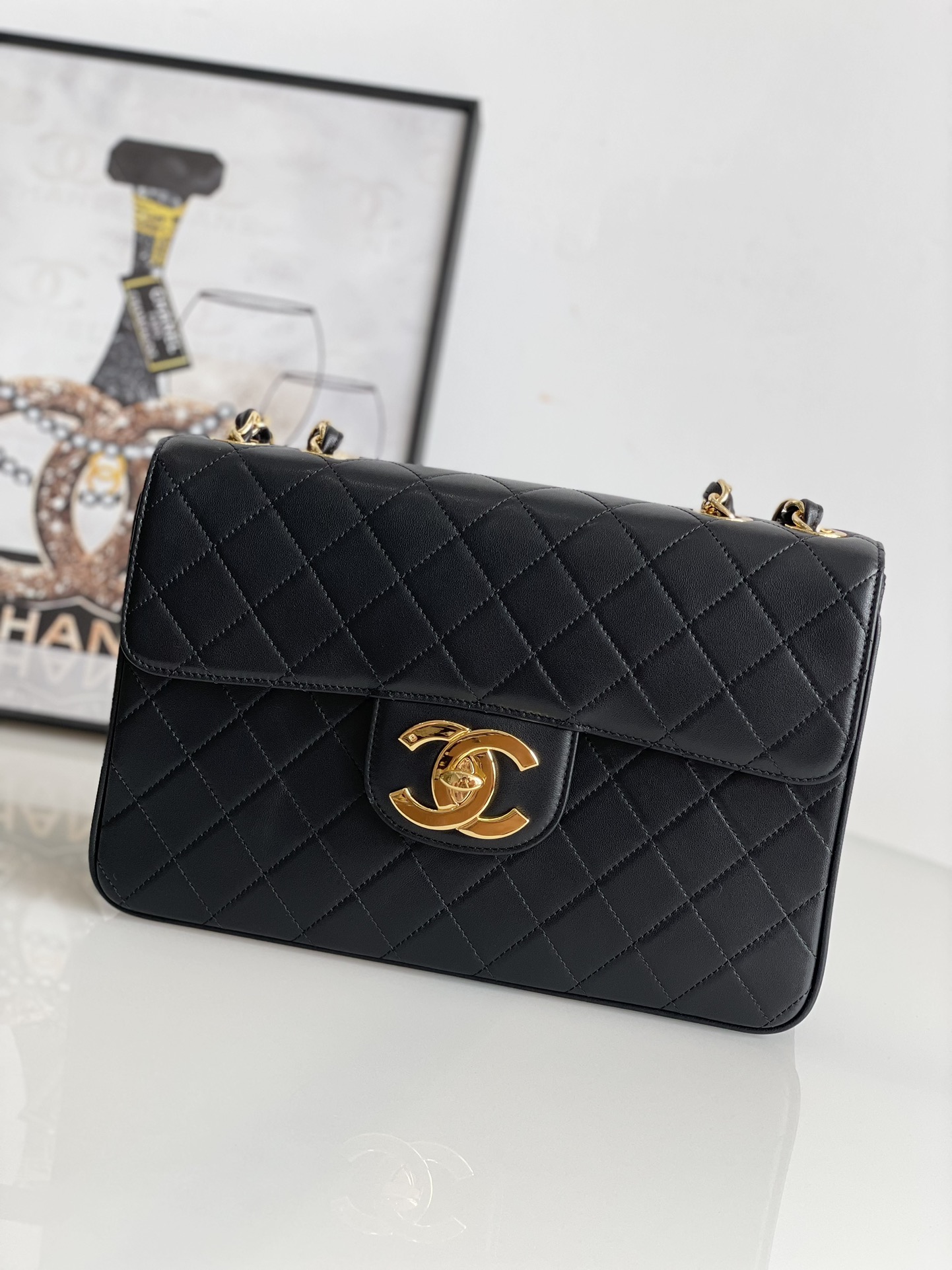 Vendi solo di alta qualità
 Chanel Classic Flap Bag Pochette Borse Crossbody & Borse a Tracolla Nero Donne Hardware oro Pelle pecora Catene