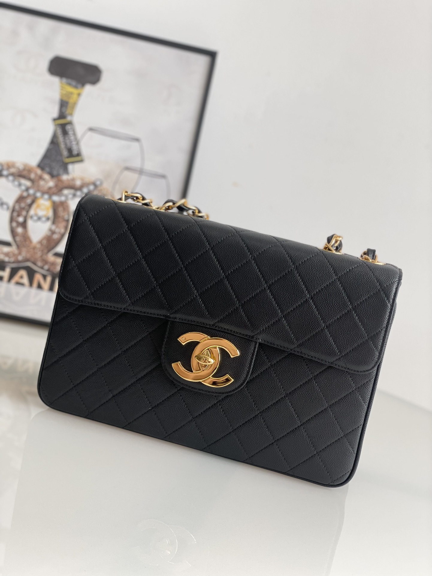 Chanel Classic Flap Bag Pochette Borse Crossbody & Borse a Tracolla Nero Donne Hardware oro Catene