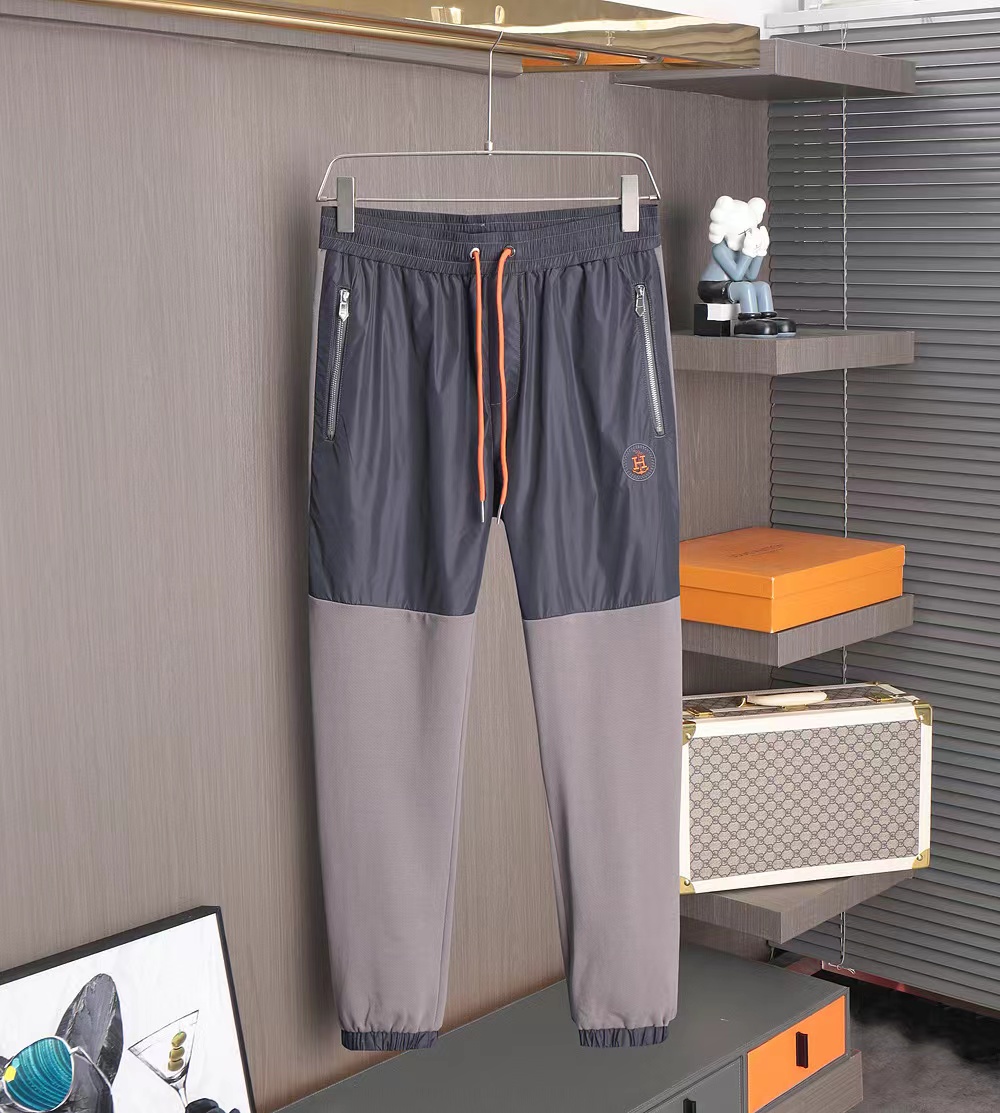 Hermes Clothing Pants & Trousers 2023 Replica Wholesale Cheap Sales Online
 Green Grey Splicing Knitting Casual