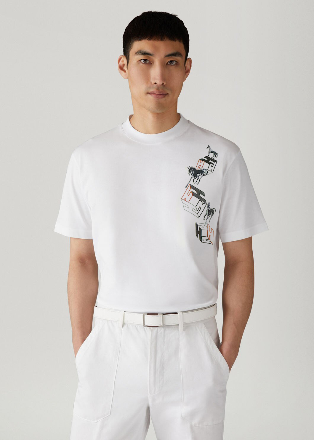 。H家 2025 爱*仕春夏最新款 官网同步 男士圆领短袖T恤衫，几何图案 3D立体感 颇具艺术色彩主题