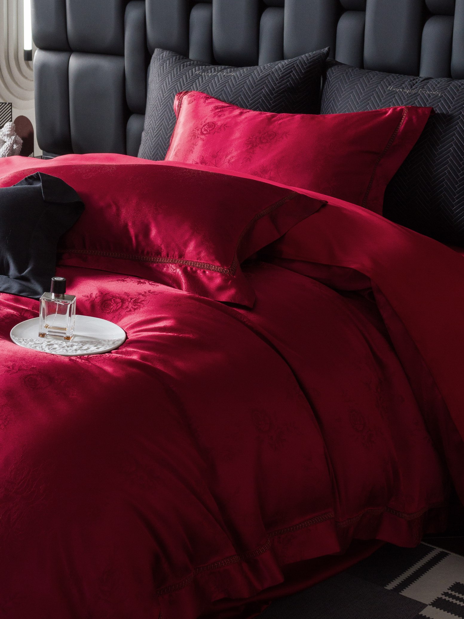 French Luxury 140S Silk Brocade Yarn-Dyed Jacquard 4-Piece Bedding Set - Home&Textlile 4