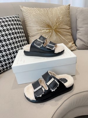 High-End Designer Alexander McQueen Shoes Slippers Lambswool