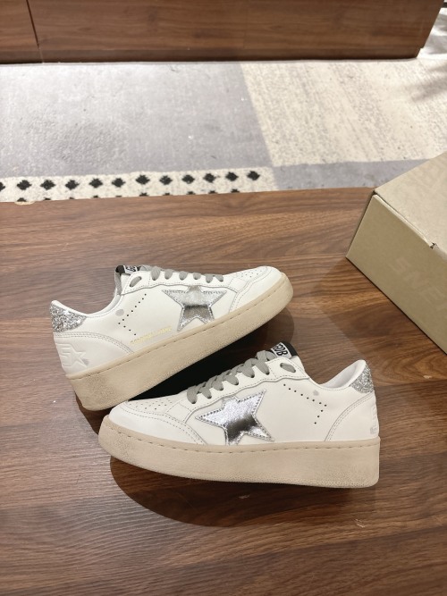 Golden Goose Ball Star 2.0 White Leather Sneakers with Silver Star Patch 1 Golden Goose Ball Star 2.0 White Leather Sneakers with Silver Star Patch