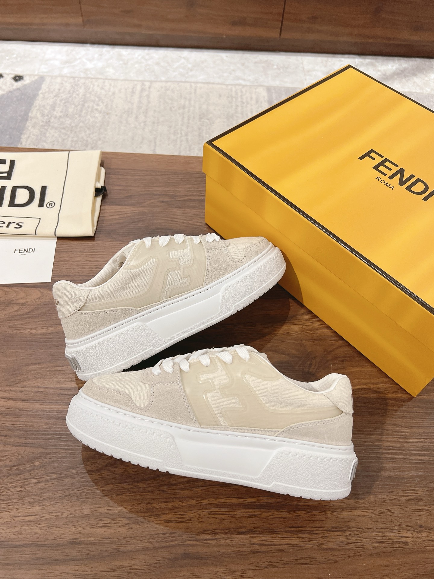 Fendi White Low Top Sneakers