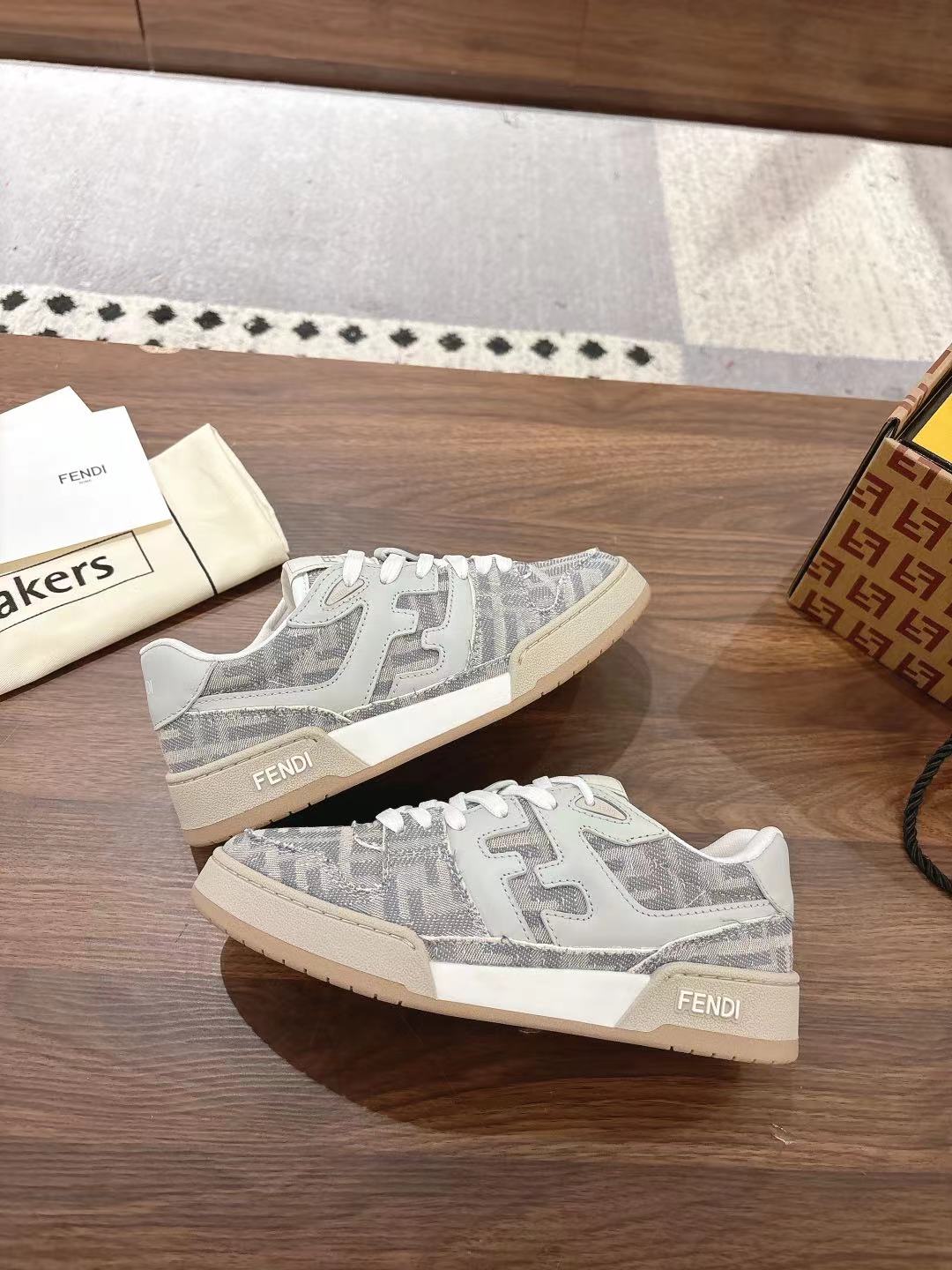 Fendi Gray FF Low Top Sneakers