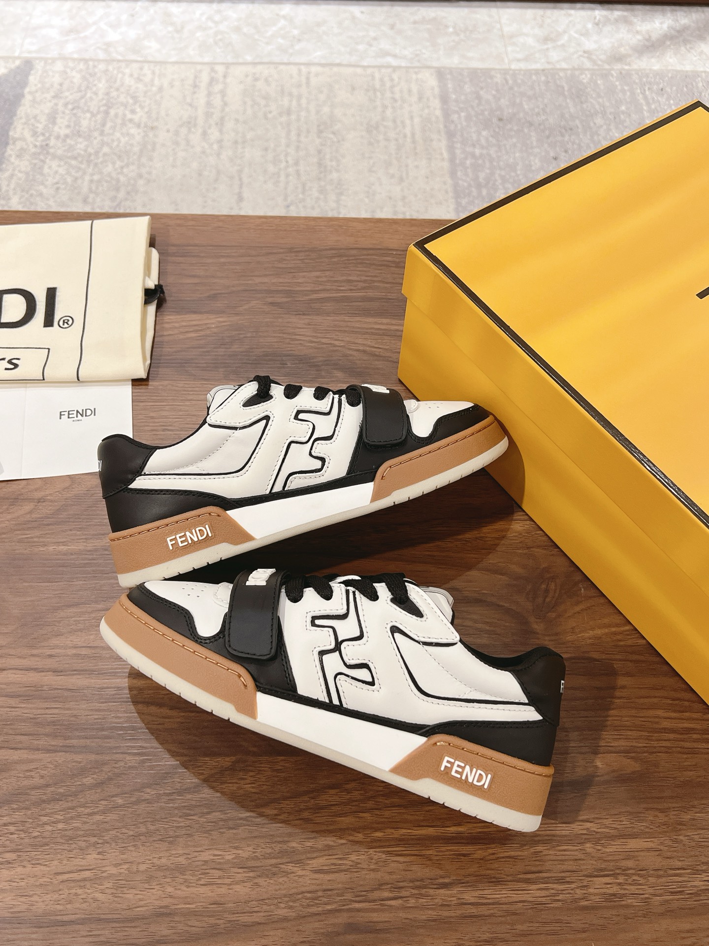 Fendi Black and White Logo Sneakers