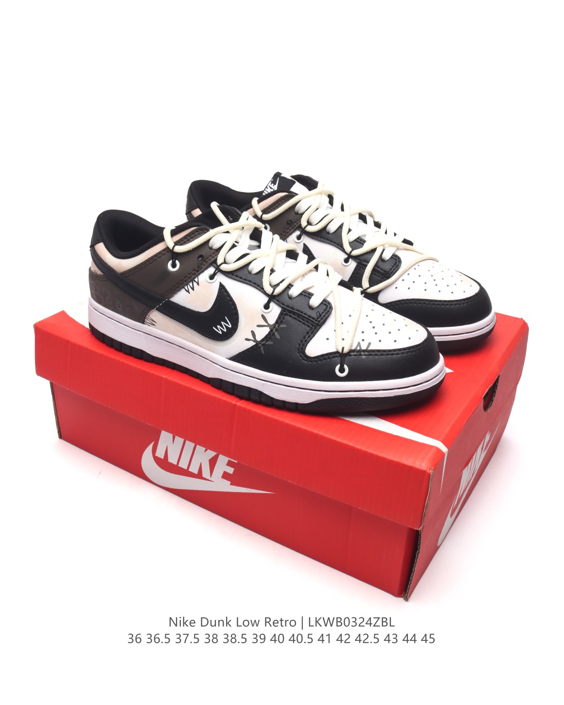 🈴💰190
耐克 Nike Dunk Low Retro 运动鞋复古解构绑带板鞋  双鞋带。作为 80 年代经典篮球鞋款，起初专为硬木球场打造，后来成为席卷街头的时尚标杆，现以经典细节和复古篮球风范再次归来。皮革与合成材质组合鞋面，经久耐穿，柔软非凡。泡绵中底，缔造轻盈回弹的缓震效果，橡胶外底搭配圆形支点设计，铸就非凡抓地力，尽显经典风范。从篮板到滑板，Nike Dunk 的影响力毋庸置疑。尽管 1985 年以篮球鞋形式亮相，但其平整而具有抓附力的鞋底闯入了滑板运动员的视野，堪称滑板鞋的理想之选。几十年来，Dunk 不断直击全球各地滑板手的灵魂，推出不计其数的配色方案，追求创造力和功能性兼得的理想境界，彰显亚文化风采。

类型：男女鞋
货号：DD1391
尺码:   36 36.5 37.5 38 38.5 39 40 40.5 41 42 42.5 43 44 45
编码：LKWB0324ZBL