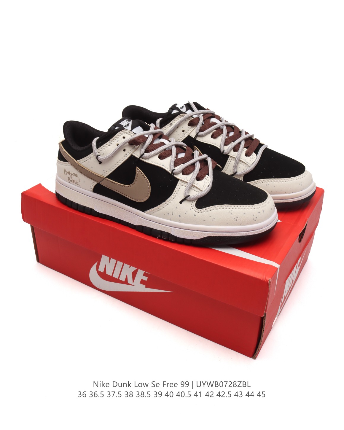 💰190
耐克 SB 系列 Nike Dunk Low SE Free. 99(GS) 复古休闲板鞋 复古vibe风芝加哥打孔解构绑带 双鞋带 低帮板鞋。采用天然皮革，经久耐穿，塑就如元年款 Dunk 般的复古质感。

类型：男女鞋
编码：DR9704
码数：36 36.5 37.5 38 38.5 39 40 40.5 41 42 42.5 43 44 45
编码：UYWB0728ZBL