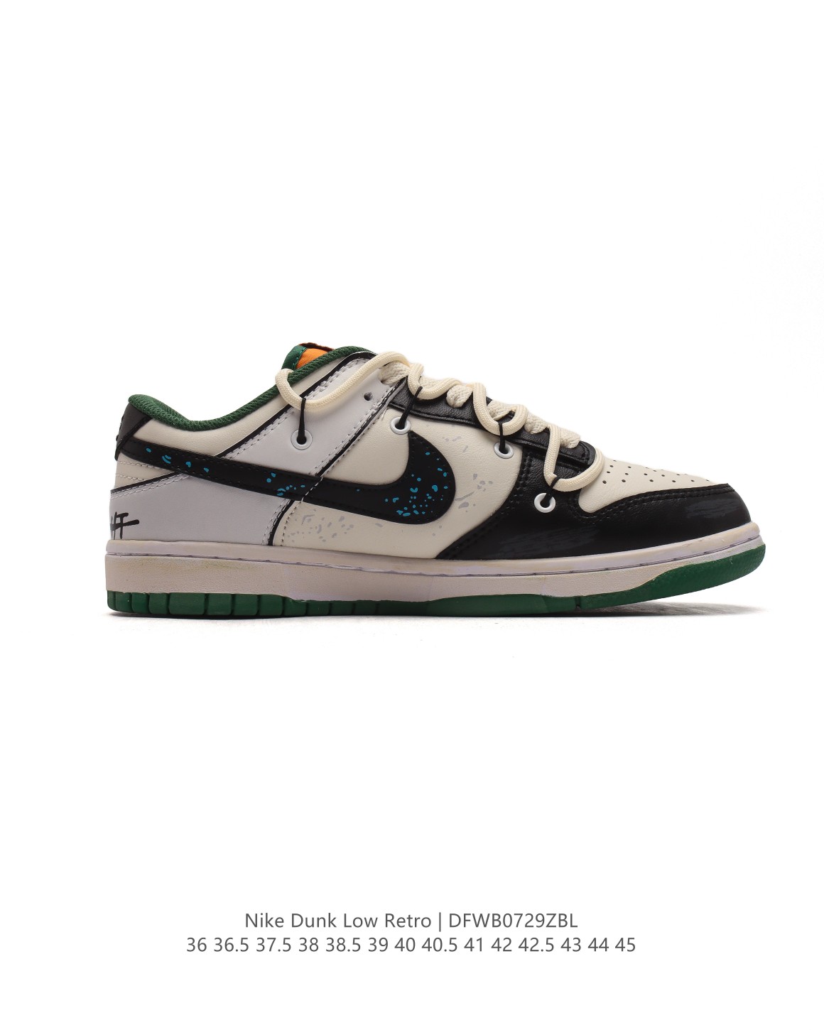 💰190
耐克 Nike Dunk Low Retro 运动鞋复古板鞋 双鞋带 解构绑带，作为 80 年代经典篮球鞋款，起初专为硬木球场打造，后来成为席卷街头的时尚标杆，现以经典细节和复古篮球风范再次归来。皮革与合成材质组合鞋面，经久耐穿，柔软非凡。泡绵中底，缔造轻盈回弹的缓震效果，橡胶外底搭配圆形支点设计，铸就非凡抓地力，尽显经典风范。从篮板到滑板，Nike Dunk 的影响力毋庸置疑。尽管 1985 年以篮球鞋形式亮相，但其平整而具有抓附力的鞋底闯入了滑板运动员的视野，堪称滑板鞋的理想之选。几十年来，Dunk 不断直击全球各地滑板手的灵魂，推出不计其数的配色方案，追求创造力和功能性兼得的理想境界，彰显亚文化风采。

类型：男女鞋
货号：DD1391-100
尺码:   36 36.5 37.5 38 38.5 39 40 40.5 41 42 42.5 43 44 45
编码：DFWB0729ZBL