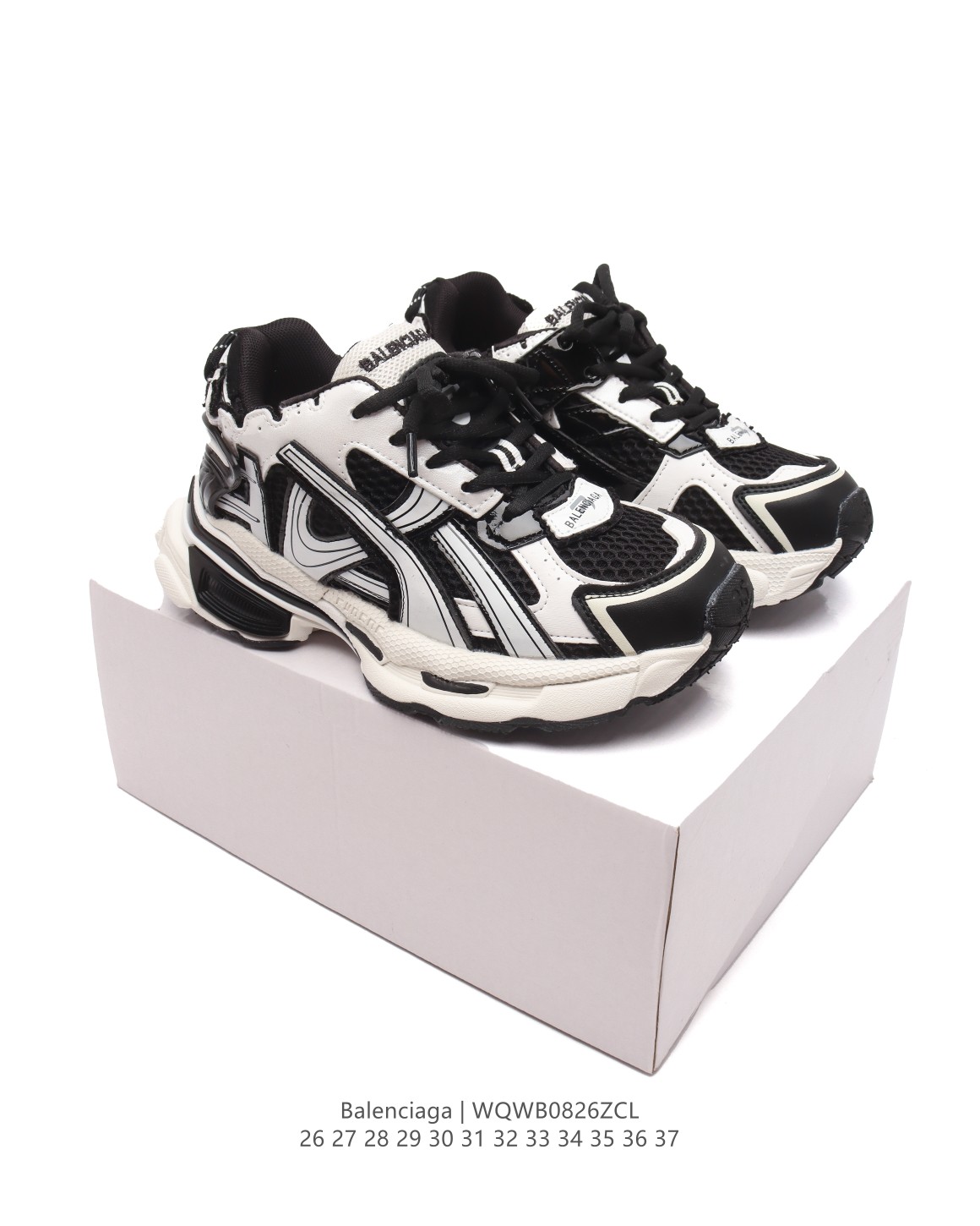 图片[9]-【童鞋新款BALENCIAGA 巴黎世家-Runner 7.0 儿童运动跑步鞋。通过溢胶、做旧、缝线等细节，展示了设计师 Demna 的运动鞋风格，用一双「旧鞋」传递复古感，后侧板、翘起的鞋头，则展示了 Demna 在结构上的未来构想；原装大盒从里到外一切百分百还原官方配置。 尺码：26-37-选品中心