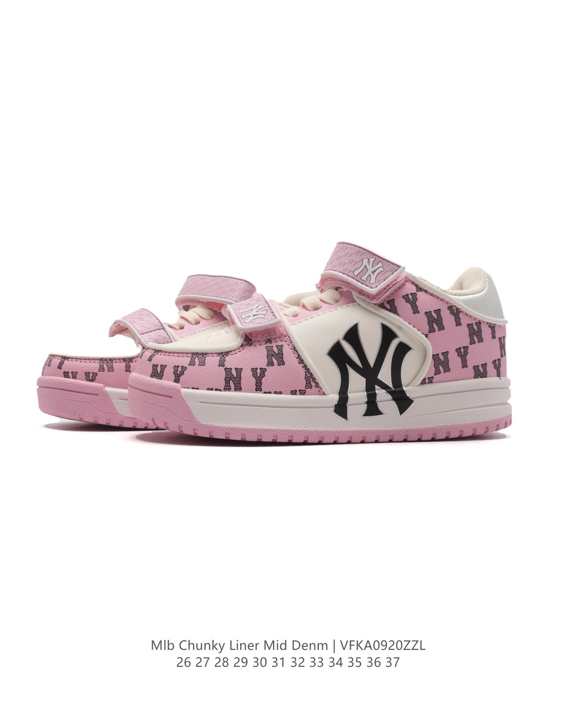 图片[2]-【童鞋MLB Chunky Liner Basic 人气单品学长鞋系列轻量增高厚底百搭休闲儿童运动板鞋 魔术贴 男女轻便胶鞋 高级街头休閒品牌鞋。MLB CHUNKY LINER 学长鞋是从击球手打出的酷炫直击球中获得灵感,在原有鞋面的帆布材质上,加入了反光滚边细节线,并延续高帮与低帮两种鞋型,为各路潮流选手开辟全新“少年感”动线。除了复古style,也不乏这种颜色清新一些的款式,干干净净的少年感呼之欲出。 类型：儿童鞋 款号：7ASXJA3N (GC) 尺码：26-37-选品中心