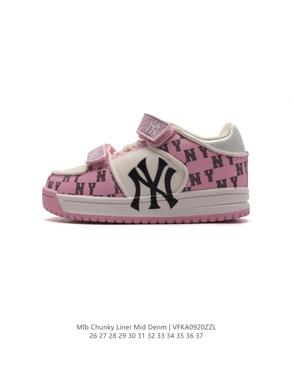 【童鞋MLB Chunky Liner Basic 人气单品学长鞋系列轻量增高厚底百搭休闲儿童运动板鞋 魔术贴 男女轻便胶鞋 高级街头休閒品牌鞋。MLB CHUNKY LINER 学长鞋是从击球手打出的酷炫直击球中获得灵感,在原有鞋面的帆布材质上,加入了反光滚边细节线,并延续高帮与低帮两种鞋型,为各路潮流选手开辟全新“少年感”动线。除了复古style,也不乏这种颜色清新一些的款式,干干净净的少年感呼之欲出。 类型：儿童鞋 款号：7ASXJA3N (GC) 尺码：26-37-选品中心