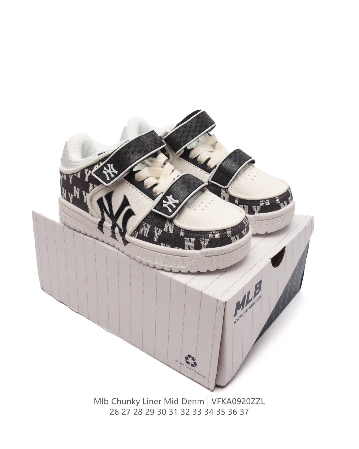 图片[9]-【童鞋MLB Chunky Liner Basic 人气单品学长鞋系列轻量增高厚底百搭休闲儿童运动板鞋 魔术贴 男女轻便胶鞋 高级街头休閒品牌鞋。MLB CHUNKY LINER 学长鞋是从击球手打出的酷炫直击球中获得灵感,在原有鞋面的帆布材质上,加入了反光滚边细节线,并延续高帮与低帮两种鞋型,为各路潮流选手开辟全新“少年感”动线。除了复古style,也不乏这种颜色清新一些的款式,干干净净的少年感呼之欲出。 类型：儿童鞋 款号：7ASXJA3N (GC) 尺码：26-37-选品中心