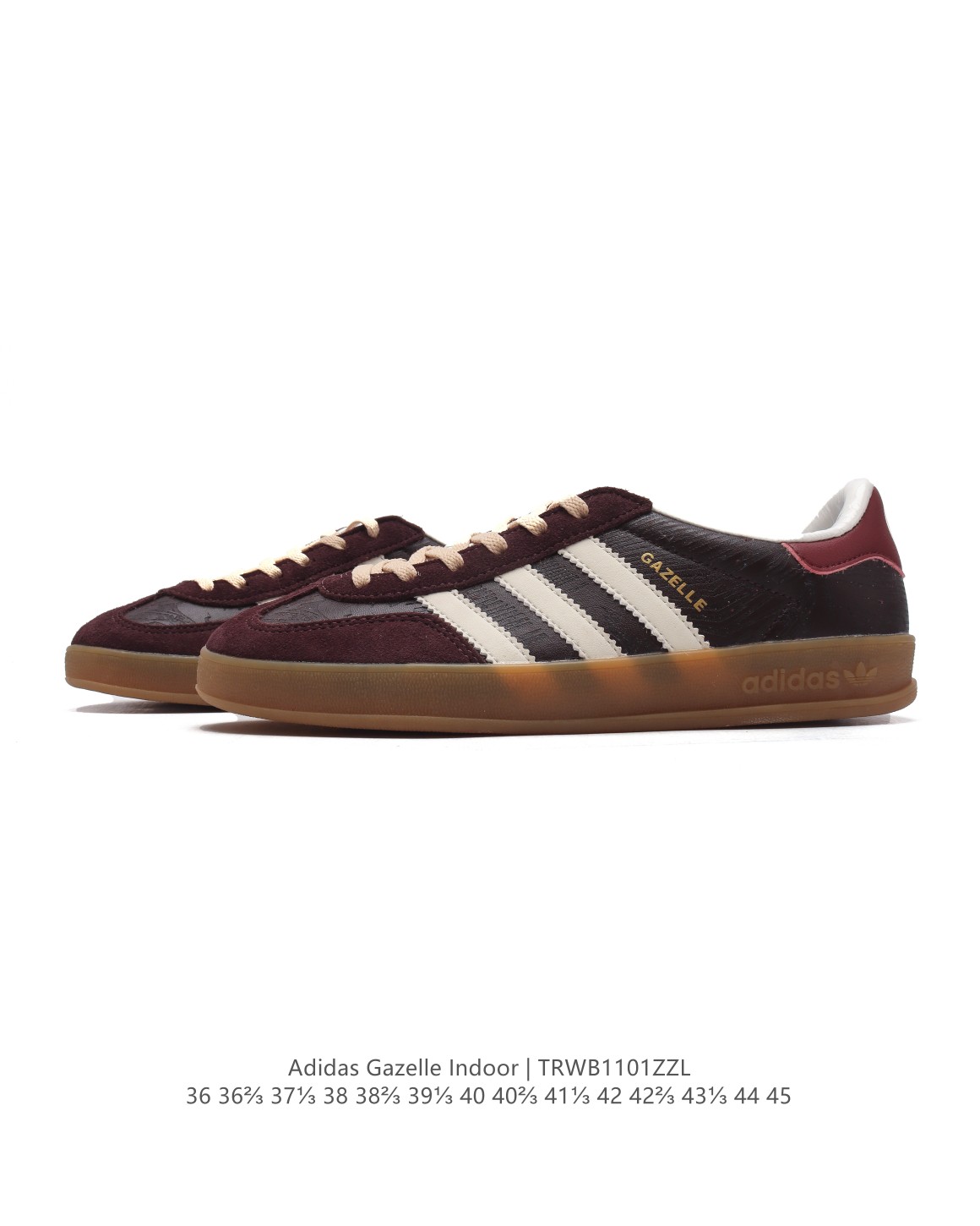 💰150
阿迪达斯 Adidas Originals Gazelle Indoor复古三叶草防滑透明橡胶板鞋经典运动鞋。这款经典鞋,忠于原版设计,缀撞色三条纹和鞋跟饰片。采用柔软皮鞋面,穿着舒适,搭配生胶外底,风格复古。用不同材料制作这款修长复古的从1970年代开始就很受欢迎的网球鞋。Gazelle Indoor拥有包边更宽的T字型鞋头，Gazelle开始将皮革材质引入训练鞋设计之中，从而减轻了运动员双脚的负担。当年这一改动也是为了更好的保护运动员的前掌，以及Gucci x Adidas Gazelle 系列就是以该鞋型为蓝本打造。• 常规型剪裁• 系带设计• 皮革鞋面• 织物衬里；生胶全包大底• 舒适OrthoLite®鞋垫• 脚感舒适。  

货号：IG1643
码数：36-45含半码
编码：TRWB1101ZZL