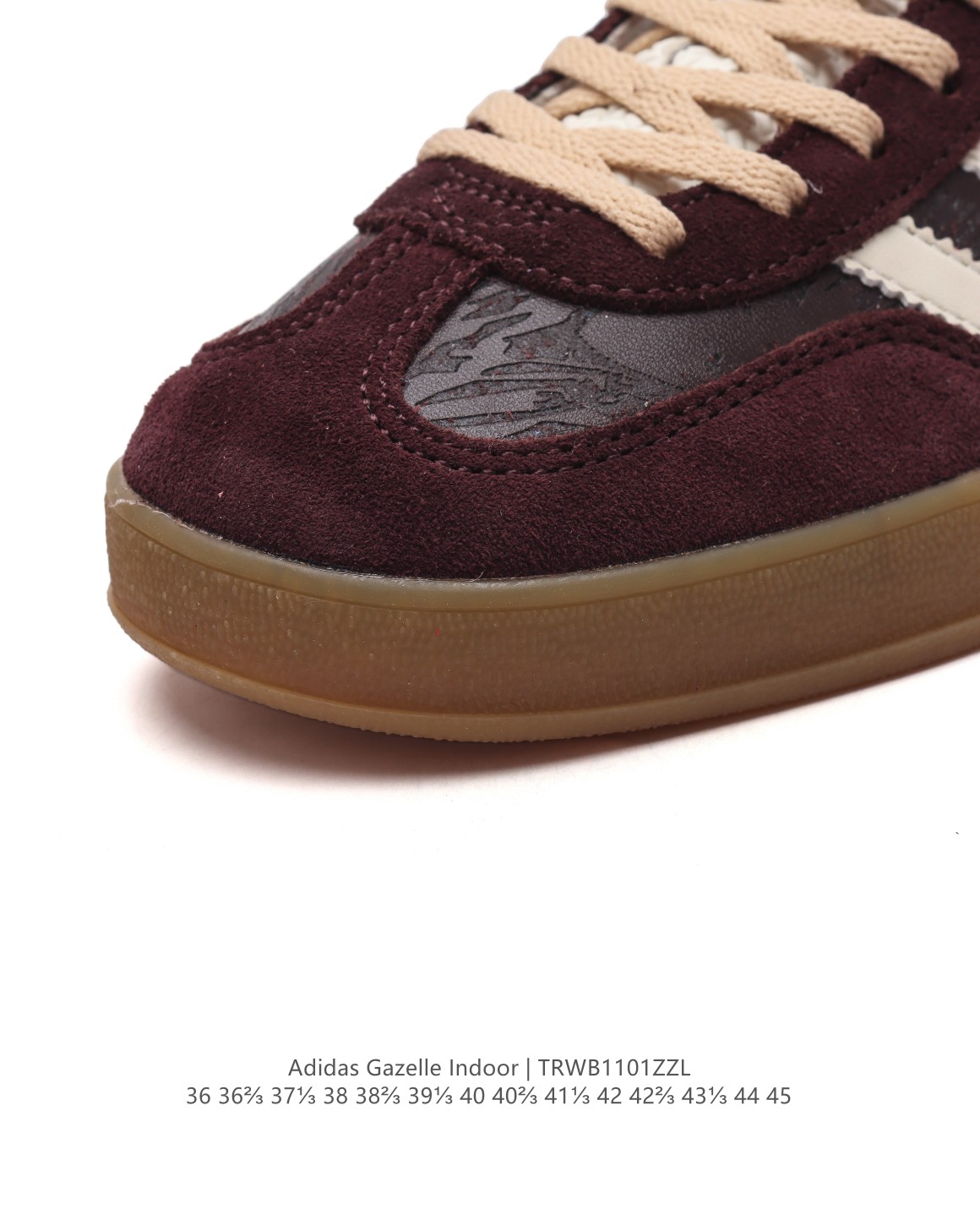 💰150
阿迪达斯 Adidas Originals Gazelle Indoor复古三叶草防滑透明橡胶板鞋经典运动鞋。这款经典鞋,忠于原版设计,缀撞色三条纹和鞋跟饰片。采用柔软皮鞋面,穿着舒适,搭配生胶外底,风格复古。用不同材料制作这款修长复古的从1970年代开始就很受欢迎的网球鞋。Gazelle Indoor拥有包边更宽的T字型鞋头，Gazelle开始将皮革材质引入训练鞋设计之中，从而减轻了运动员双脚的负担。当年这一改动也是为了更好的保护运动员的前掌，以及Gucci x Adidas Gazelle 系列就是以该鞋型为蓝本打造。• 常规型剪裁• 系带设计• 皮革鞋面• 织物衬里；生胶全包大底• 舒适OrthoLite®鞋垫• 脚感舒适。  

货号：IG1643
码数：36-45含半码
编码：TRWB1101ZZL