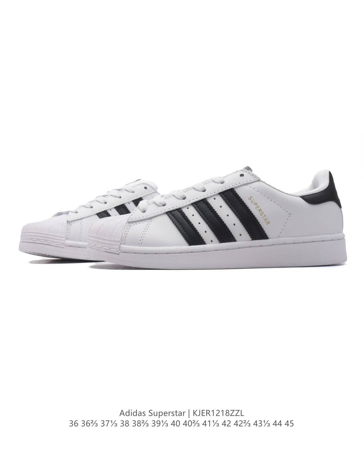 💰150
【头层皮】阿迪达斯 新款 ADIDAS SUPERSTAR 三叶草 经典贝壳头系列 新款休闲板鞋潮流男女士运动鞋 。鞋面柔软皮革材质 标志性的贝壳鞋头，锯齿三条纹，简约的线条。就连版型和比例，都在向1982年的鞋款致敬。可谓“形神兼备”的复刻。无论在哪，无论去哪，你或许都需要这样一双既舒适又时尚的鞋。1970年问世于篮球场的adidas Superstar，集舒适与时尚于一身。这款经典鞋，缀低调图案，灵感源自公共交通地图。设计简约，旨在伴你出行。心动不如行动，系好鞋带，出发吧。

货号：EG4958
码数：36-45含半码
编码：KJER1218ZZL