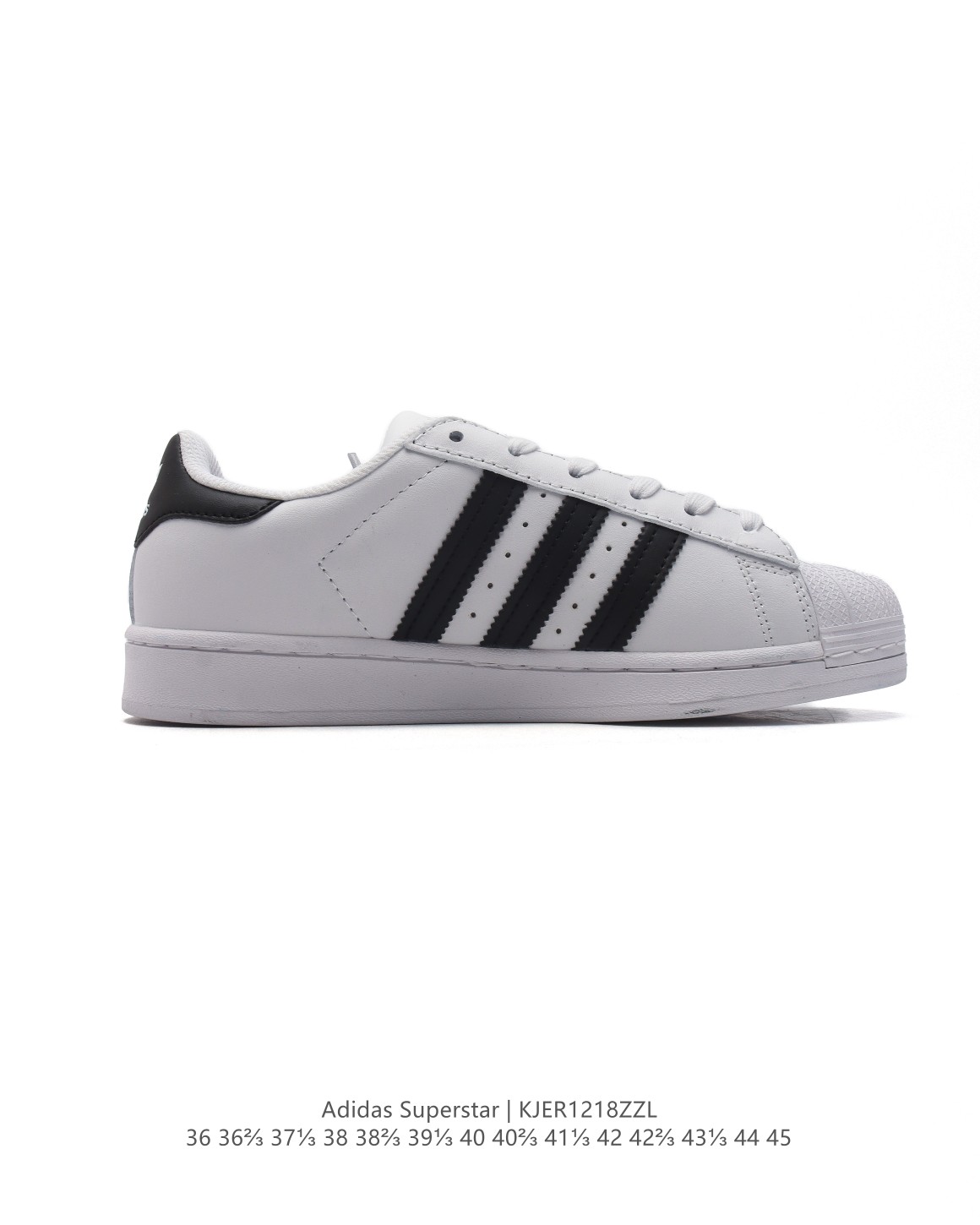 💰150
【头层皮】阿迪达斯 新款 ADIDAS SUPERSTAR 三叶草 经典贝壳头系列 新款休闲板鞋潮流男女士运动鞋 。鞋面柔软皮革材质 标志性的贝壳鞋头，锯齿三条纹，简约的线条。就连版型和比例，都在向1982年的鞋款致敬。可谓“形神兼备”的复刻。无论在哪，无论去哪，你或许都需要这样一双既舒适又时尚的鞋。1970年问世于篮球场的adidas Superstar，集舒适与时尚于一身。这款经典鞋，缀低调图案，灵感源自公共交通地图。设计简约，旨在伴你出行。心动不如行动，系好鞋带，出发吧。

货号：EG4958
码数：36-45含半码
编码：KJER1218ZZL