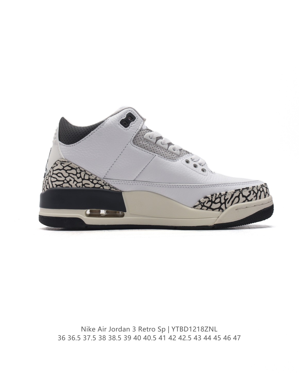 💰240
【公司级】耐克 乔丹 AJ3 耐克 Nike Air Jordan 3 Retro SE 乔3 复刻篮球鞋 乔丹3代 三代 男女子运动鞋，作为 AJ 系列中广受认可的运动鞋之一，搭载与 2068 元年款类似的轻盈可视缓震配置。经典细节和材料，纪念成就不凡的传奇鞋款。鞋面采用织物、皮革与合成材质组合设计，经久耐穿，营造出众结构化支撑，后跟搭载 Nike Air 缓震配置，缔造轻盈回弹的舒适脚感，橡胶外底提供强劲抓地力，可驾驭多种地面。

类型：男女鞋
货号：CT8532
码数：36-47含半码
编码：YTBD1218ZNL