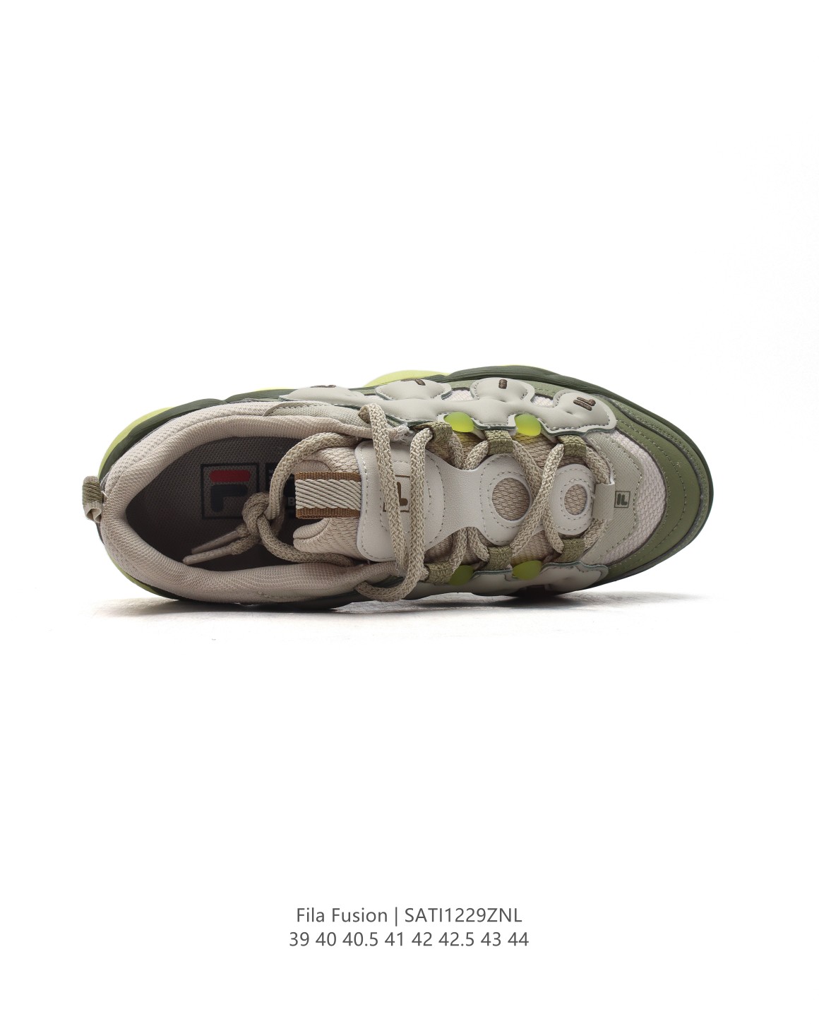 Fila Men's Fusion Retro Chunky Sneakers - Breathable Leather & Mesh, Olive Green 5 a1735520643620 3462