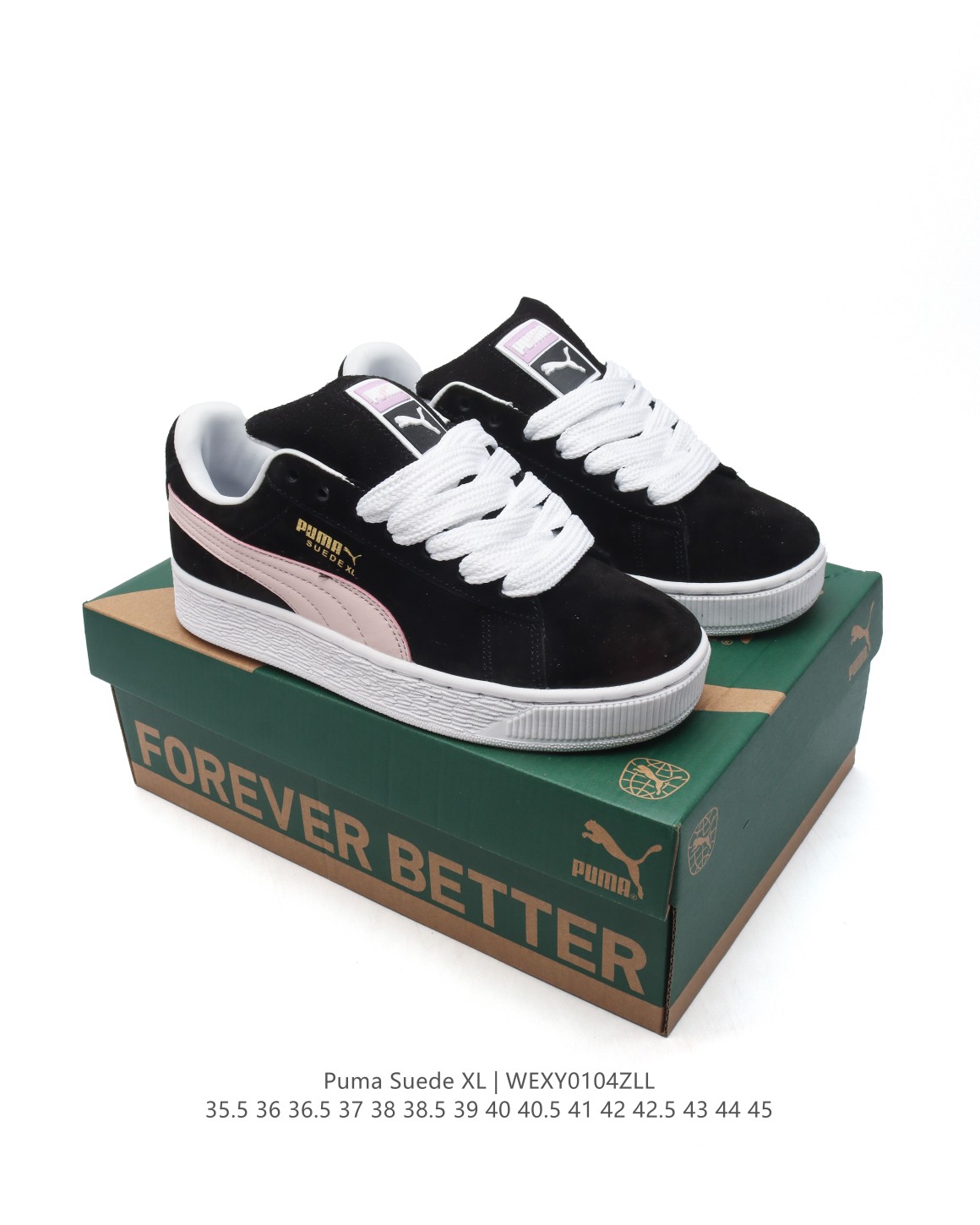 🈴💰100
【高品质】彪马（PUMA）休闲板鞋 Suede XL系列经典翻毛皮厚底防滑耐磨舒适透气运动鞋 新年穿有型/时尚/穿搭/球鞋/穿搭/时尚/潮流/面包鞋/PUMA面包鞋，情侣必备！这款PUMA Suede XL面包鞋，以其宽大厚实的鞋型和复古潮流感吸引眼球。👟全皮材质，让鞋面质感柔软细腻，彰显高品质。👣 圆润饱满的鞋头设计，不仅保护脚趾，还增加了鞋子的立体感。👂 宽大的鞋舌，可能印有经典的PUMA标志或其他品牌标识，部分款式采用刺绣工艺，更加精致立体。🌀 与鞋面颜色相配的纯色鞋带，穿过金属或塑料质地的鞋眼，确保穿着舒适稳定。🛤️ 橡胶大底，质地坚韧，耐磨防滑，科学设计的鞋底纹路提供良好抓地力。💑 作为情侣款，鞋子设计注重男女通用风格，让情侣双方穿着时展现协调统一的视觉效果。

尺码：35.5-45含半码
编码：WEXY0104ZLL