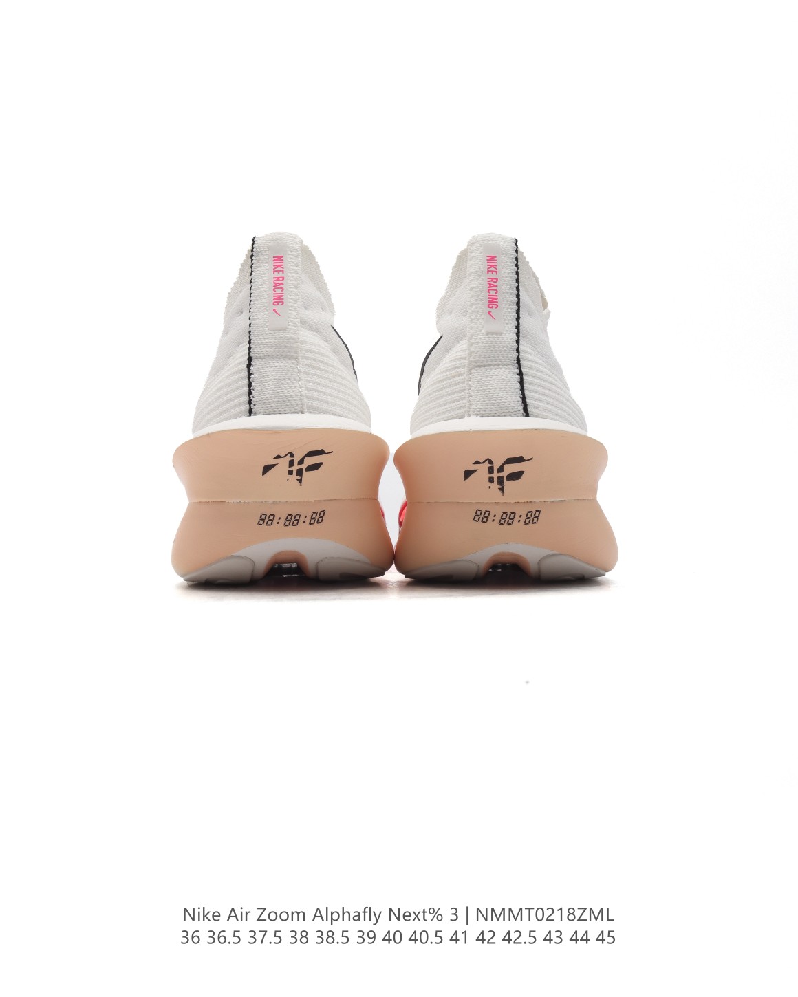 💰210
公司级 耐克 Nike Air Zoom Alphafly NEXT% 3代 马拉松三代 原标原盒真碳纤维 真Zoom X 气垫‼正确版型！鞋面采用更轻质更透气的 Atomknit 材质打造 外侧的大歪勾和前低后高的鞋帮都带来更强的速度感！鞋底前掌加入两块 Zoom 气垫，搭配 ZoomX 带来更加强烈的回弹性。空气动力学造型则依然保留。前掌采用镂空设计，让鞋底的碳板配置得以可视化 造型更具未来感。

类型：男女鞋
货号：FD8311-103
码数：36 36.5 37.5 38 38.5 39 40 40.5 41 42 42.5 43 44 45
编码：NMMT0218ZML