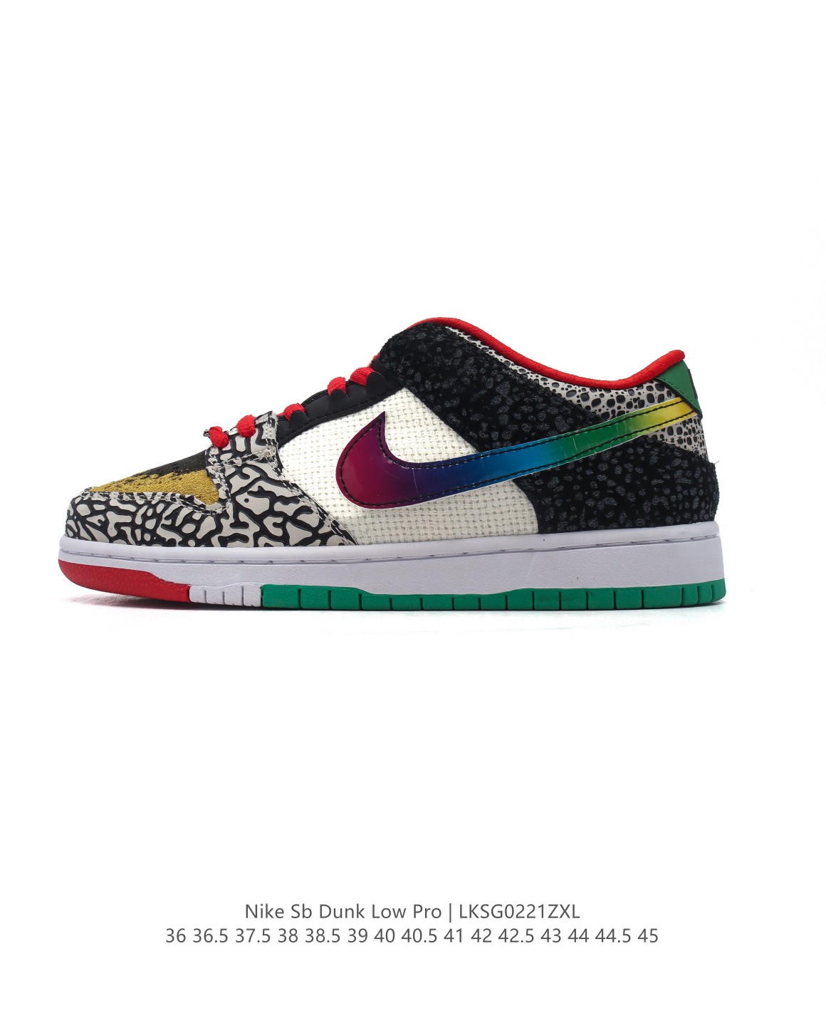 补齐 版本 【真标】耐克 NIKE SB板鞋 彩色拼接 不对称 鸳鸯 运动板鞋 保罗·罗德里格斯联名 “ What The P-Rod” Nike SB Dunk LowNike SB Dunk Low的“ What The P-Rod”迭代是对他的品牌历史的致敬,它提供了以前版本中看到的印刷品和颜色.由于两人的主题不匹配,使得整个鞋子也充满了不一样的特色,它在舌头上配上了烙印和特殊的蕾丝珠宝,并且两只鞋子无论是在颜色、材质,还是设计上都没有相似之处色.多色搭配并不使这双鞋子显得花,而是有一种炫酷的感觉. 货号:CZ2239-600 编码:LKSG0221