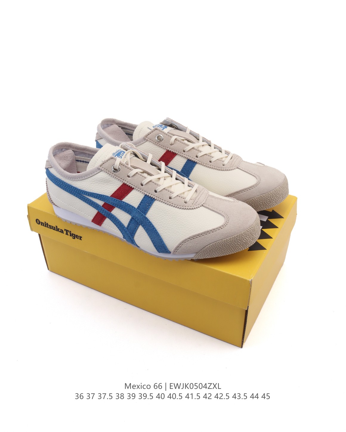 🈴💰160
Asics/亚瑟士 💯女鞋真标半码制 配足弓鞋垫 日产经典老牌-鬼塚虎/Onitsuka Tiger Mexico 66®经典墨西哥系列复古经典百搭板鞋休闲运动鞋慢跑鞋。采用柔软皮革鞋面，超国标含胶率耐磨耐弯折RB大底。产品从款式颜色造型上体现出追求舒适和细节的完美。鞋类更是推崇手工制作的严谨，融舒适性与可穿性的设计风格。注重细节的完美和别致魅力，既保持稳重，又不失轻松的时尚感。

货号:  1183C102-101
码数：36-45含半码
编码：EWJK0504