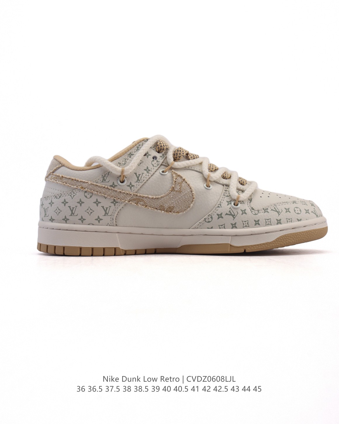 💰120
【特价🔥】耐克Nike Dunk Low 板鞋 SB系列经典百搭休闲运动板鞋 路易威登联名 解构绑带 双鞋带 2025年新款  蛇年限定。加厚鞋舌的填充，使舒适性大大提升，同时也更方便穿脱中底部分则加入了脚感柔软舒适ZoomAir气垫，有效吸收滑板等极限运动在落地时带来的冲击力，为街头运动者们提供更好的保护。

货号：XX9292
尺码：36 36.5 37.5 38 38.5 39 40 40.5 41 42 42.5 43 44 45
编码：CVDZ0608LJL