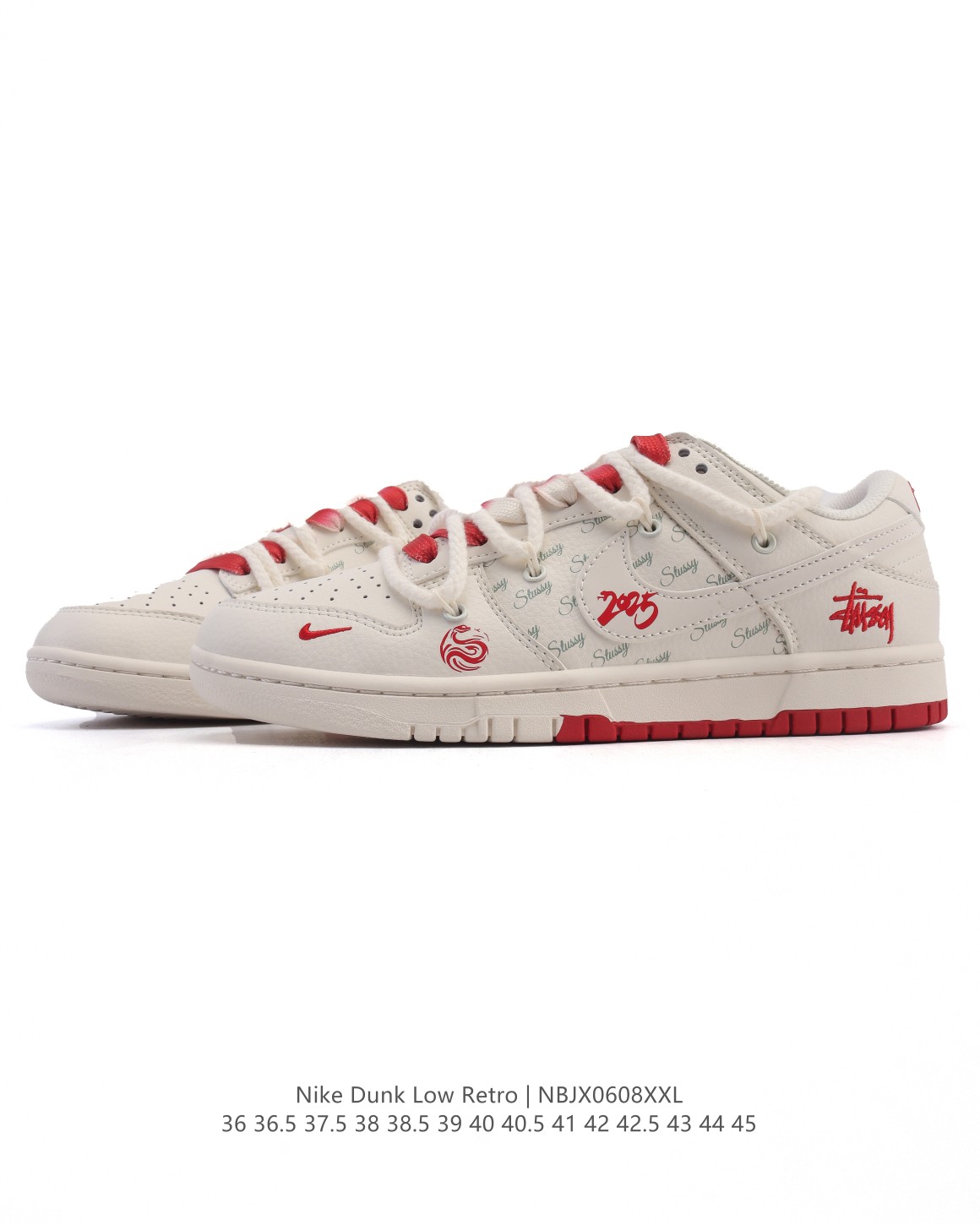 💰260
【公司级】耐克Nike Dunk Low 板鞋 SB系列经典百搭休闲运动板鞋 联名 解构绑带 双鞋带 2025年新款  蛇年限定。加厚鞋舌的填充，使舒适性大大提升，同时也更方便穿脱中底部分则加入了脚感柔软舒适ZoomAir气垫，有效吸收滑板等极限运动在落地时带来的冲击力，为街头运动者们提供更好的保护。

货号：SJ2068
尺码：36 36.5 37.5 38 38.5 39 40 40.5 41 42 42.5 43 44 45
编码：NBJX0608