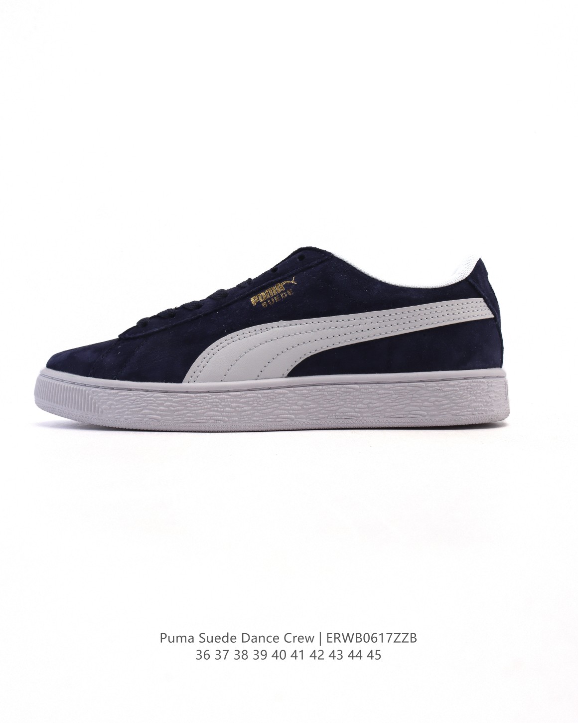 🈴💰155
PUMA彪马 秋季新款 男女板鞋SUEDE DANCE CREW运动鞋休闲鞋。柔软合成革面料易打理，舒适质感简约潮搭，美观有型。圆弧舒适鞋头，宽敞不挤脚，行走无压力，舒适一整天。PVC材质，纹理清晰，止滑耐磨，舒适行走每一步。舒适后跟，稳固后跟贴合脚部。柔软内里，柔软贴合不磨脚。

类型：男女鞋
货号：393872
尺码：36-45
编码：ERWB0617ZZB