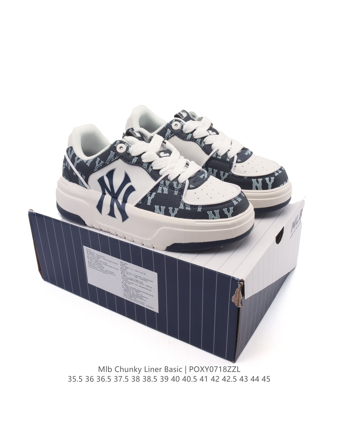 🈴💰150
MLB Chunky Liner MID人气单品学长鞋系列轻量增高厚底百搭休闲运动板鞋轻便胶鞋 高级街头休閒品牌鞋。MLB CHUNKY LINER 学长鞋是从击球手打出的酷炫直击球中获得灵感,在原有皮革鞋面上,加入了反光滚边细节线,并延续高帮与低帮两种鞋型,为各路潮流选手开辟全新“少年感”动线。除了复古style,也不乏这种颜色清新一些的款式,干干净净的少年感呼之欲出。

款号：3ASXCMN4N (GP48)
码数：35.5-45含半码
编码：POXY0718ZZL