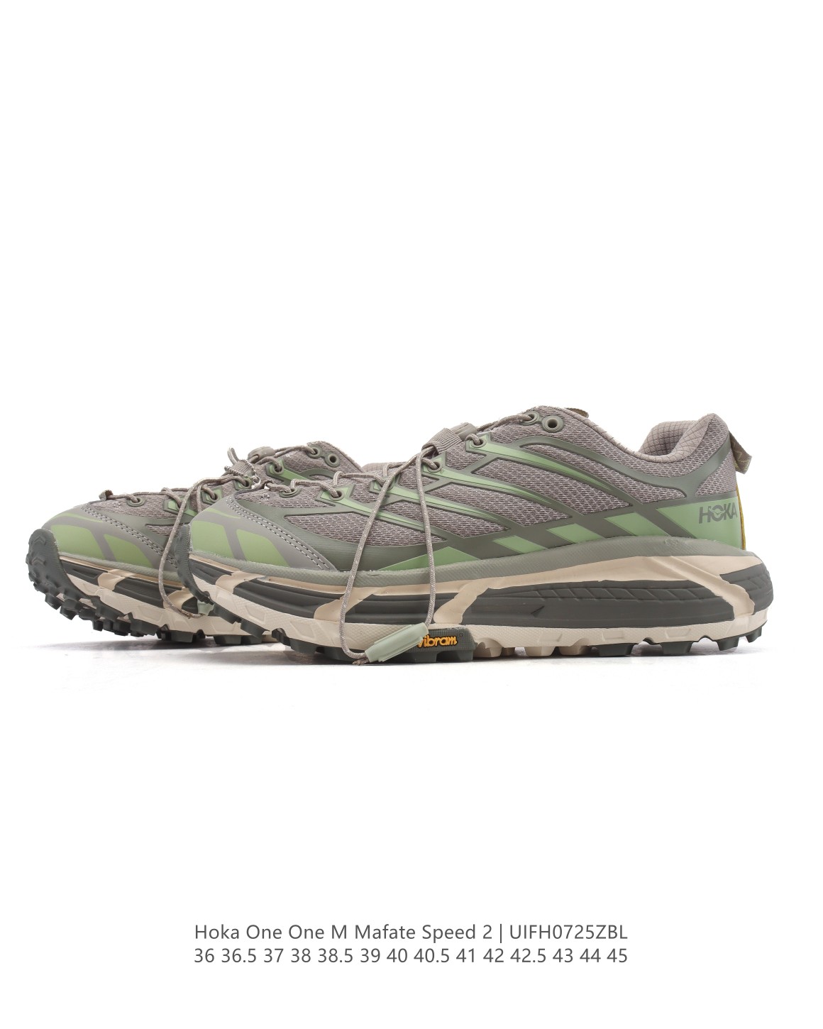 💰190
【公司级】玛法特二代 HOKA ONE ONE Mafate Speed 2 Low 轻量低帮户外越野跑鞋 户外山脉越野轻量运动跑鞋。鞋面用轻的无缝架构，鞋带用了弹性不易松脱的扁宽弹性鞋带，轻薄的TPU贴在透气的鞋面上。以阿尔卑斯山脉为主将亮色与蓝色调覆盖在这轮廓之上，前掌与中掌部分进行加宽，橡胶大底，EVA缓震鞋底用滚动平衡技术引导跑者自然步态。

类型：男女鞋
尺码：36-45含半码
编码：UIFH0725ZBL